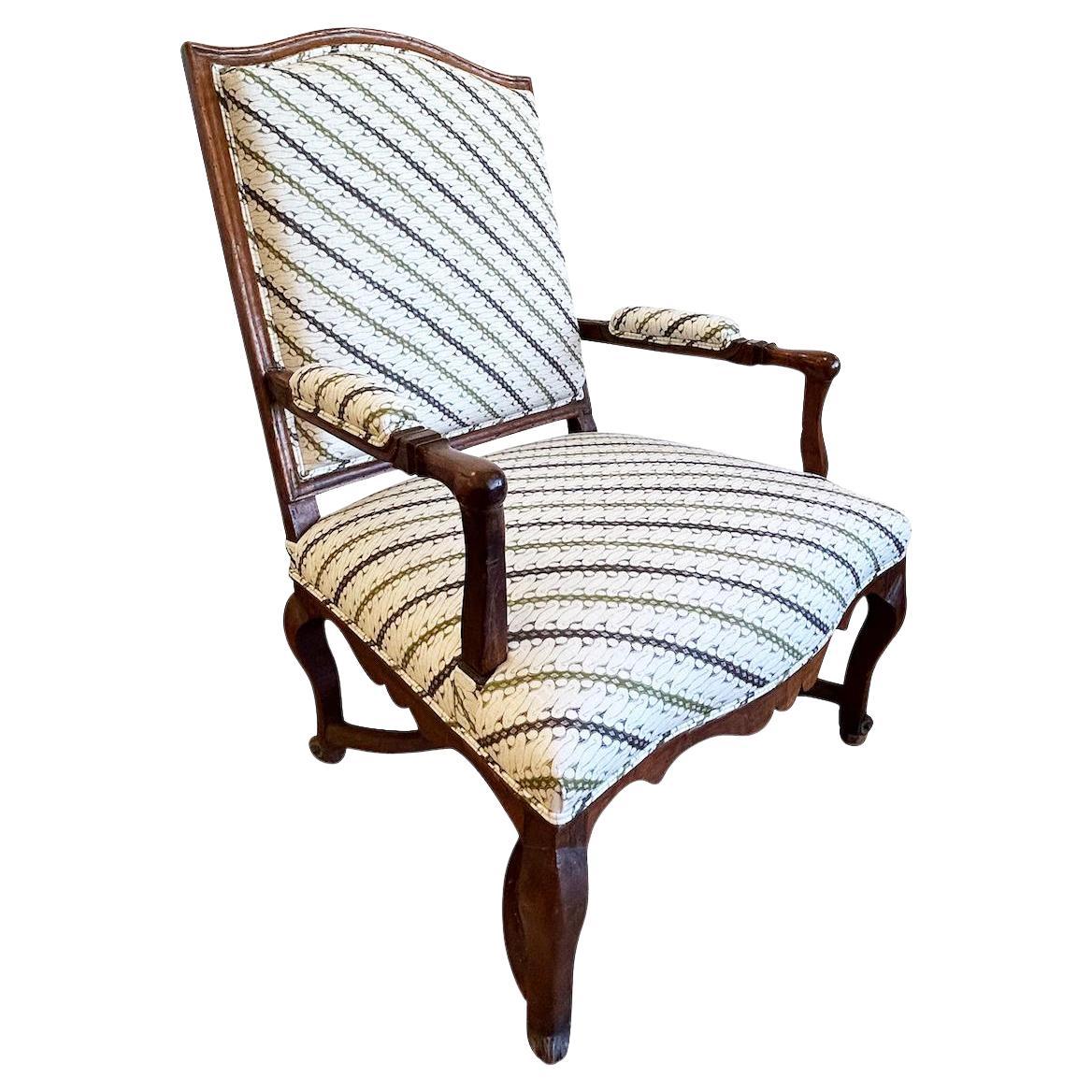 Pair of 18th Century Fauteuils Chairs, Newly Upholstered in Schumacher Fabric