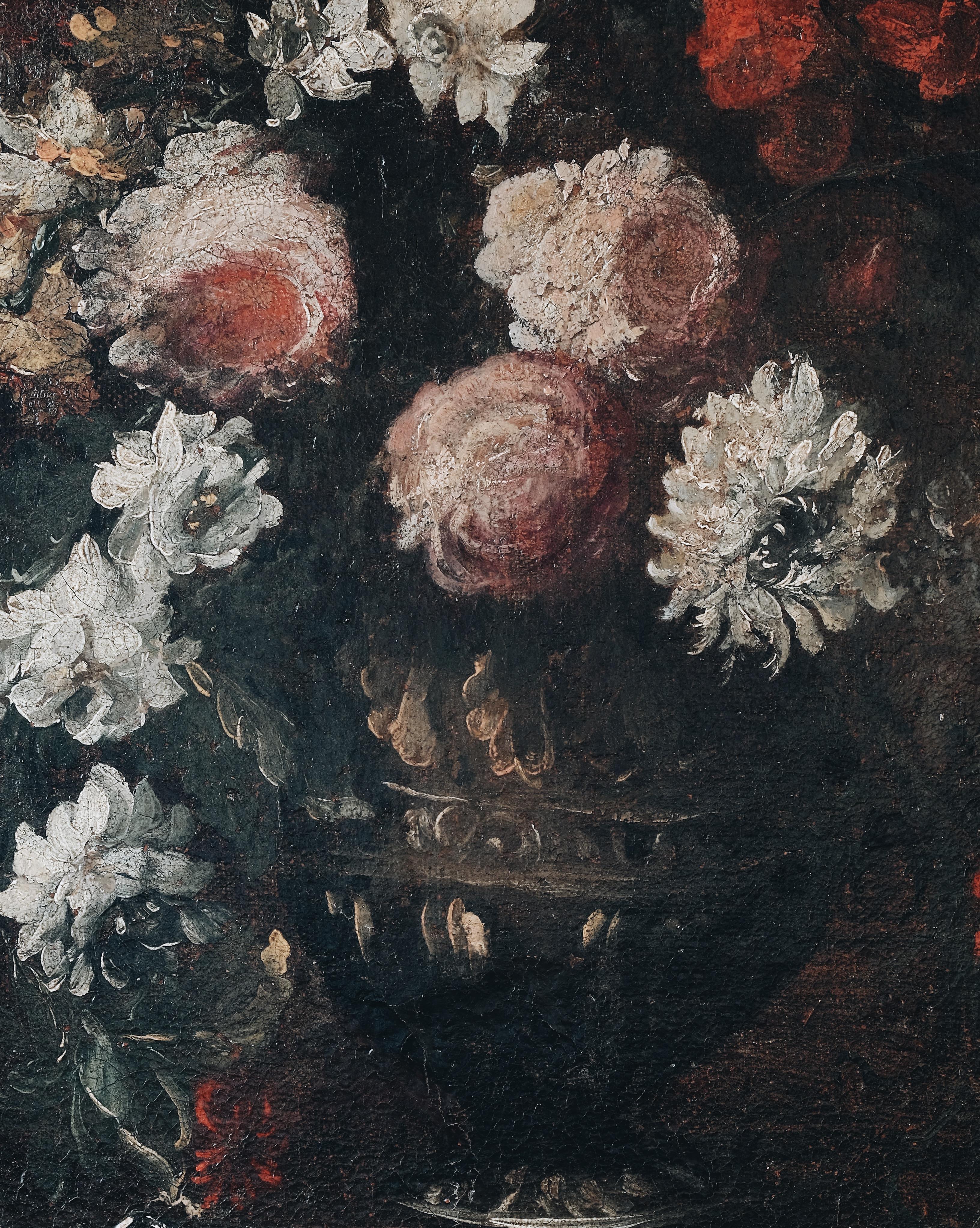 Pair of 18th Century Floral Still Life Paintings (Leinwand)