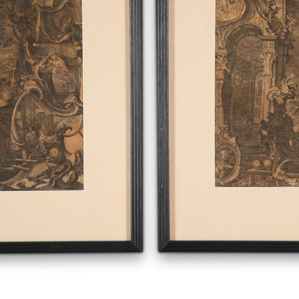 Paire de magnifiques gravures encadrées en grisaille de la fin du XVIIe siècle.

Monté par un professionnel.
