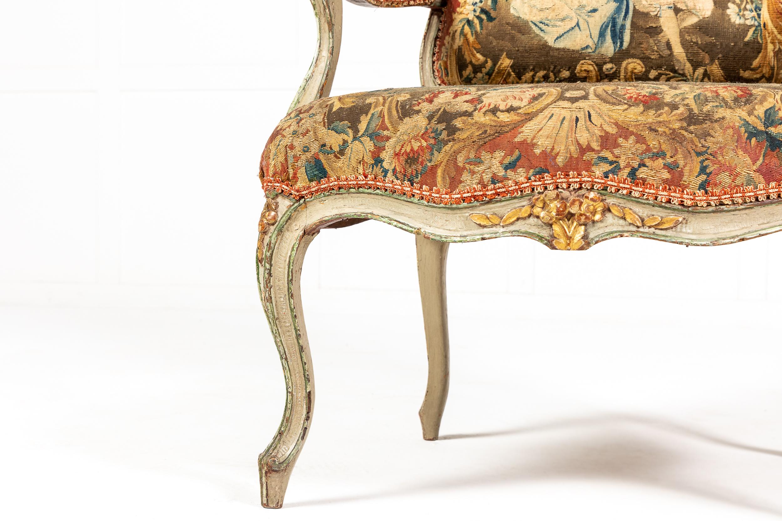 Pair of 18th Century French Abusson Tapestry Chairs For Sale 7