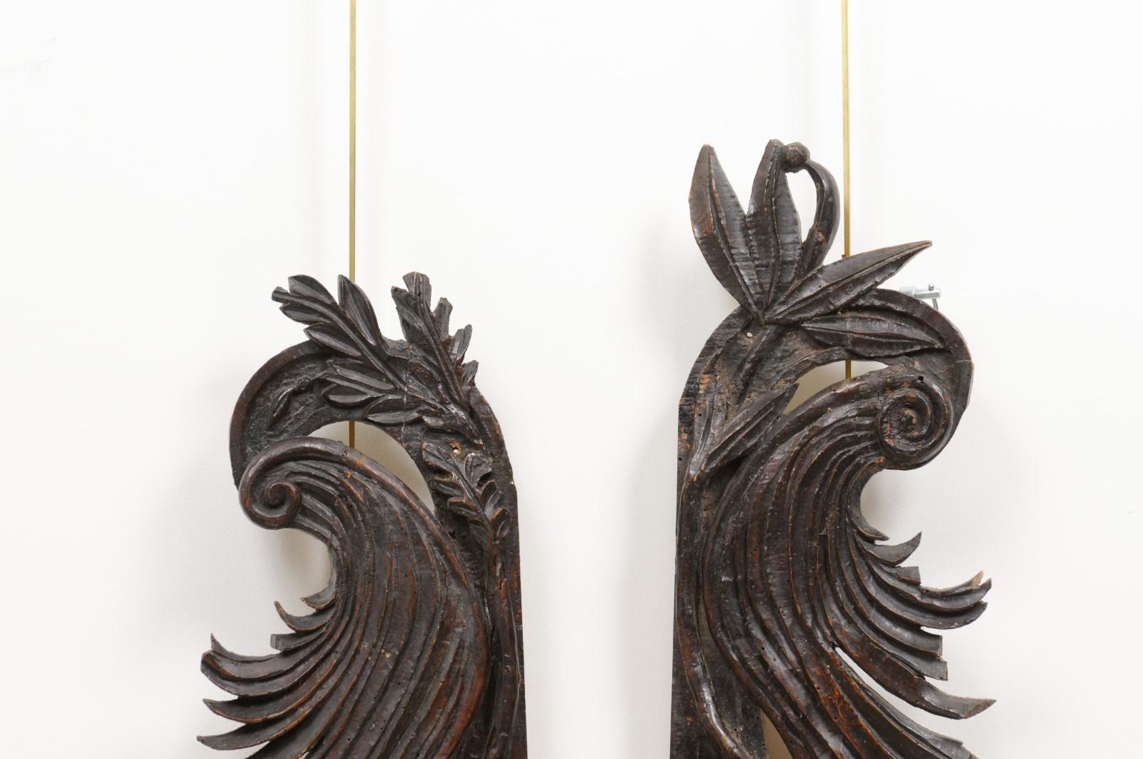 Wood Pair of 18th Century French Architectural Carvings, ca. 1780 For Sale