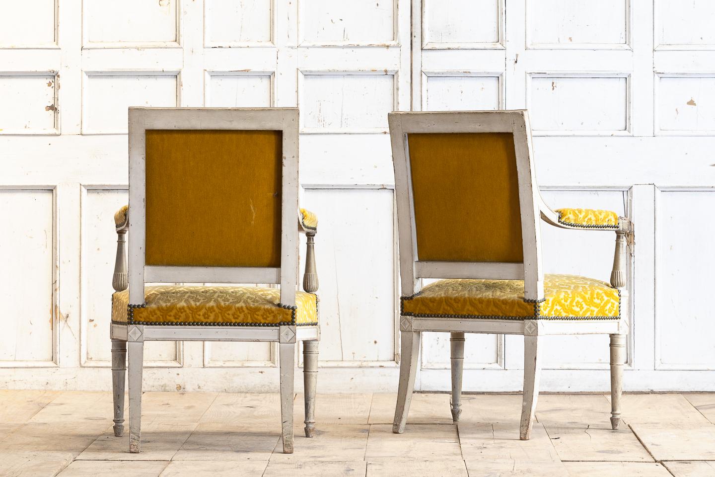 Painted Pair of 18th Century French Armchairs