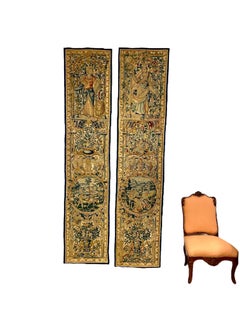 19th century pair of tall Flemish Neo-Renaissance Tapestries