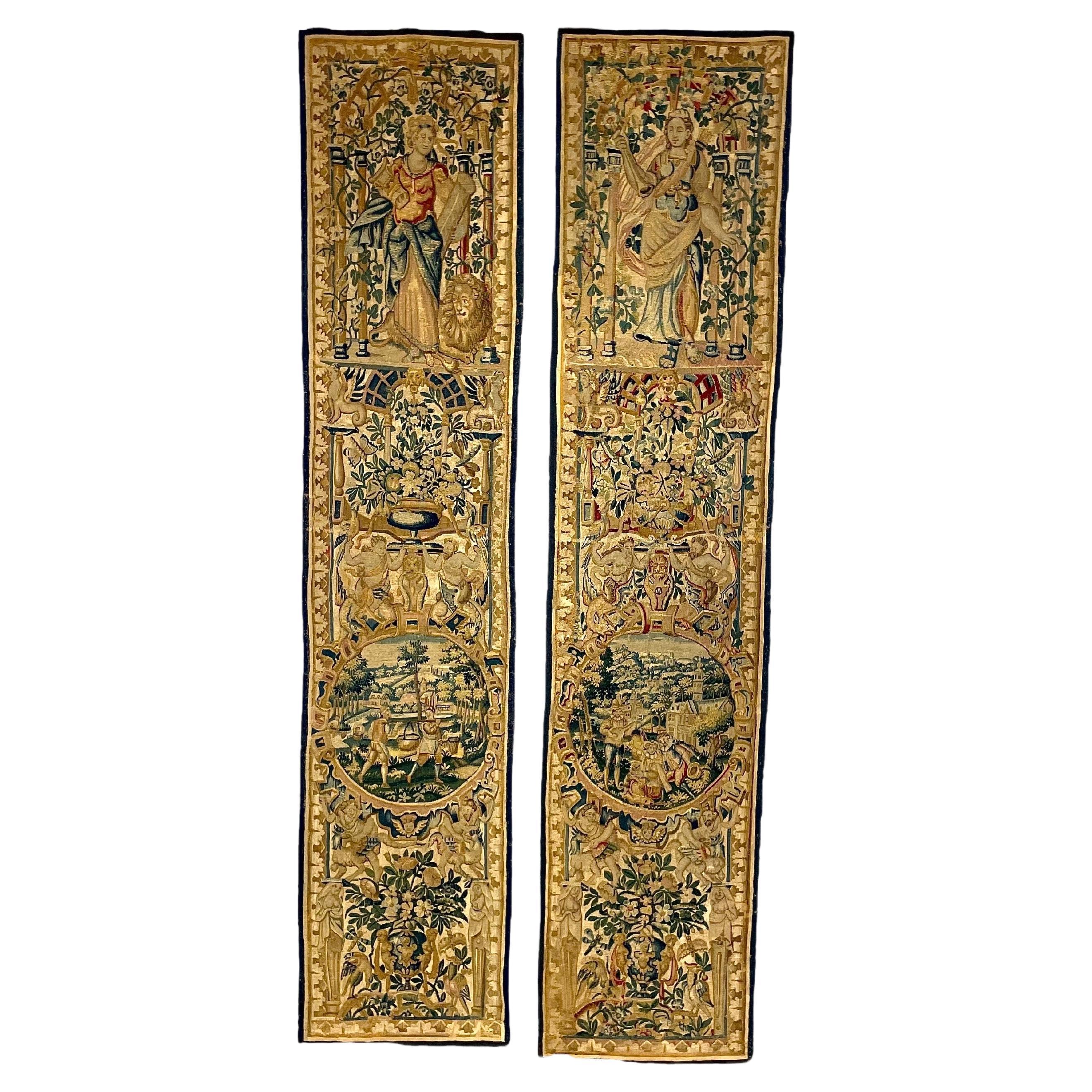Juego de dos tapices de puerta de Aubusson del siglo XVIII