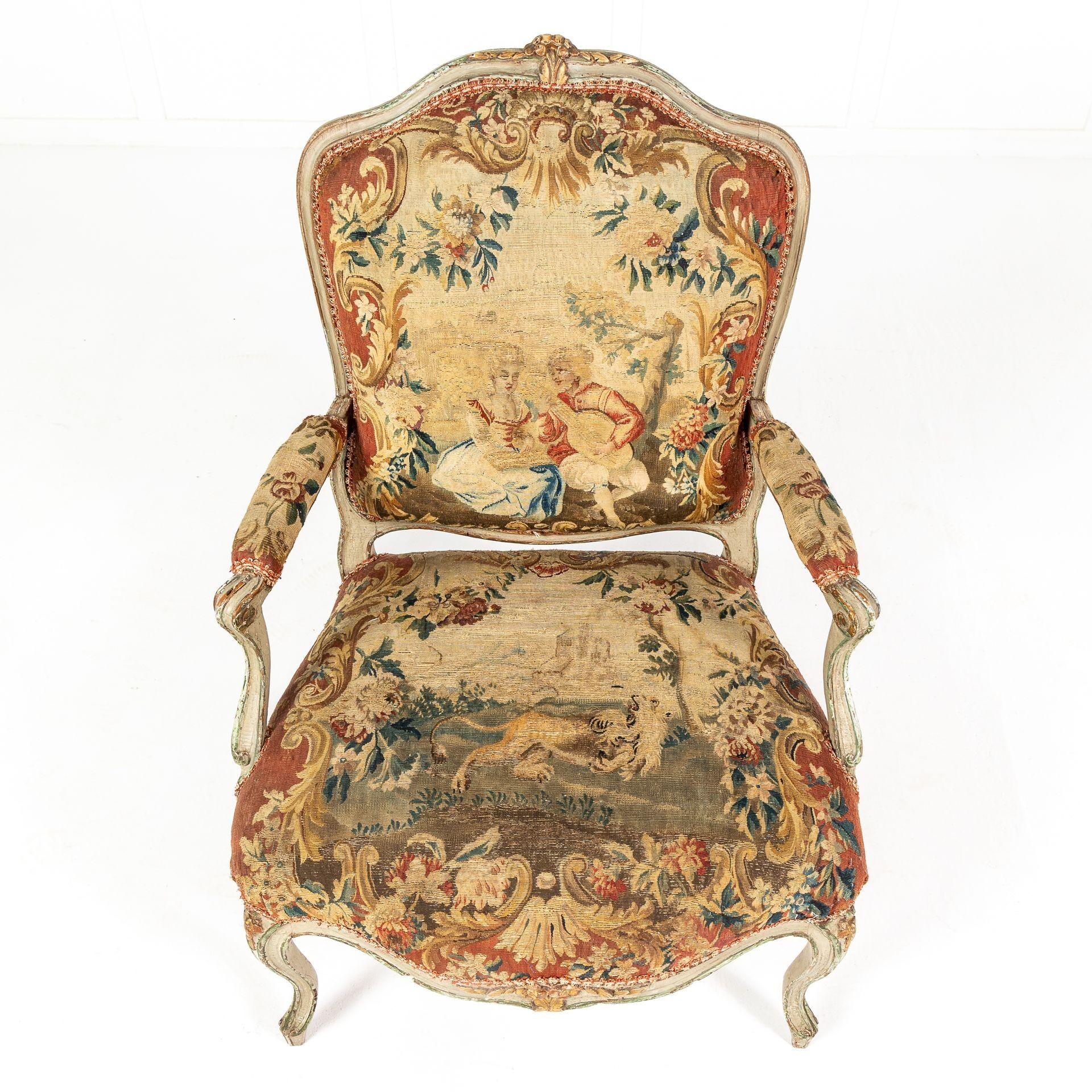 Country Coppia di sedie francesi ad arazzo Aubusson del XVIII secolo in vendita