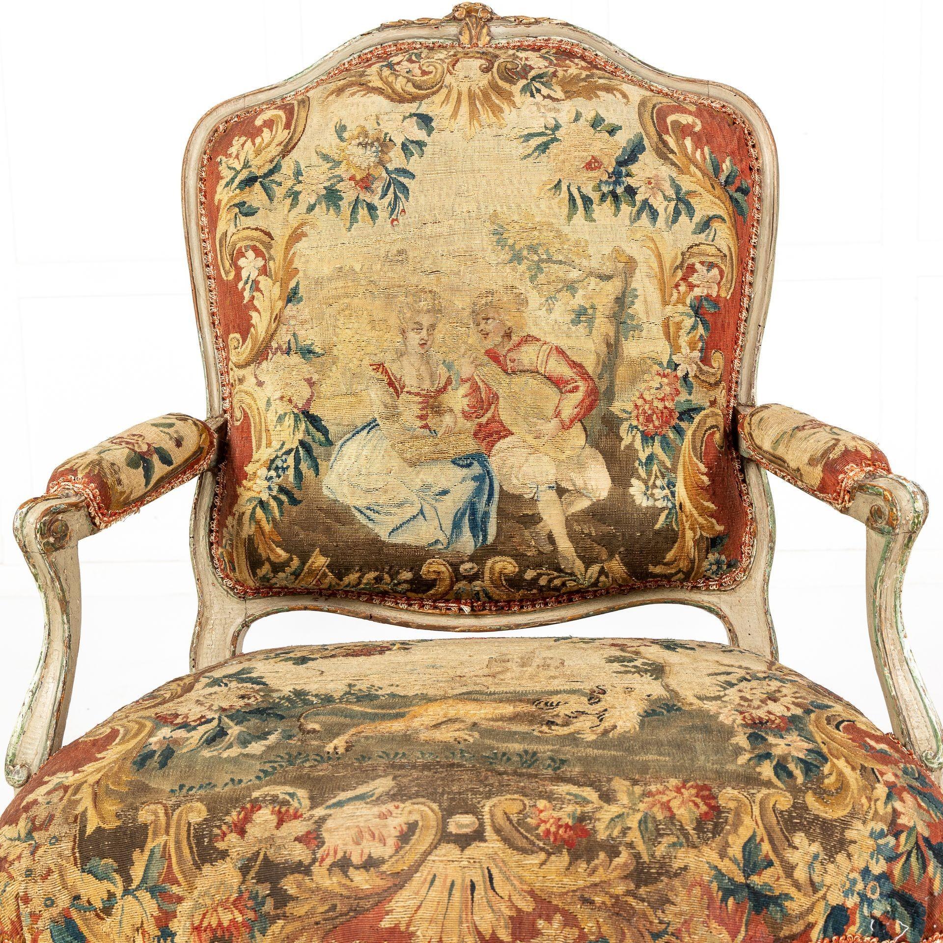 Francese Coppia di sedie francesi ad arazzo Aubusson del XVIII secolo in vendita