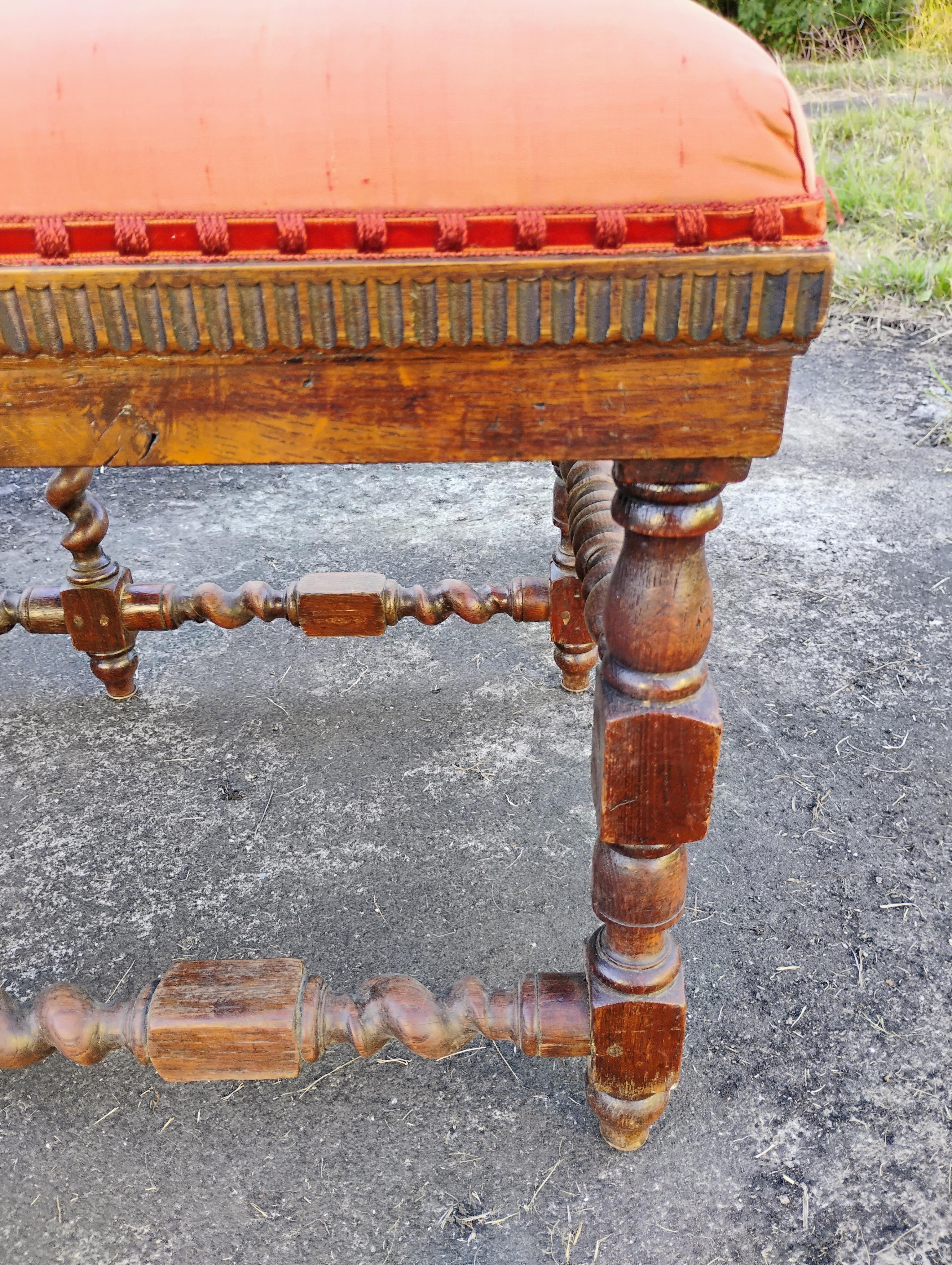 Pair of Finely Crafted 18th Century Louis XIV French Barley Twist Oak Benches For Sale 6