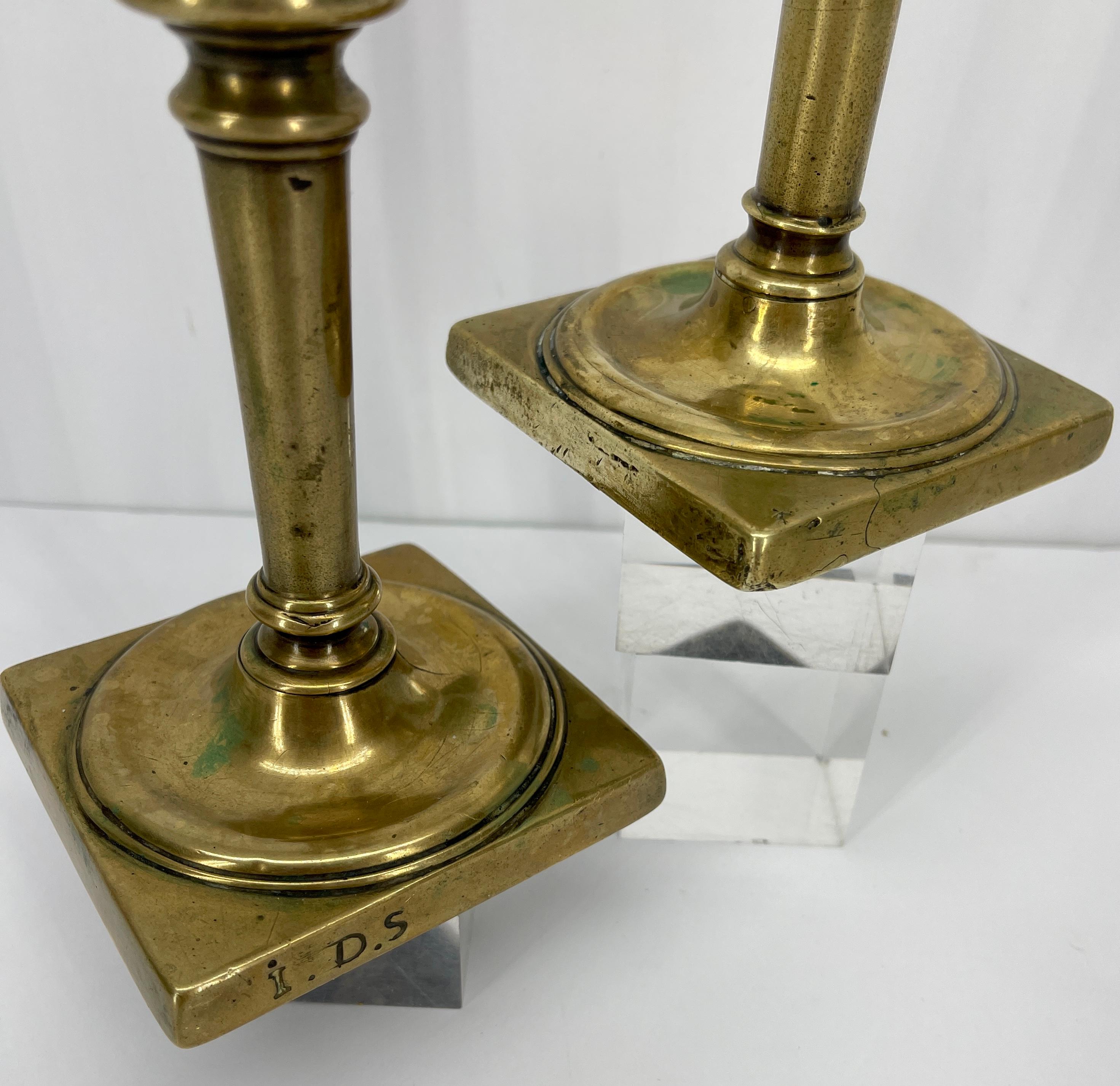 Pair of 18th Century French Brass Baroque Candlesticks 7