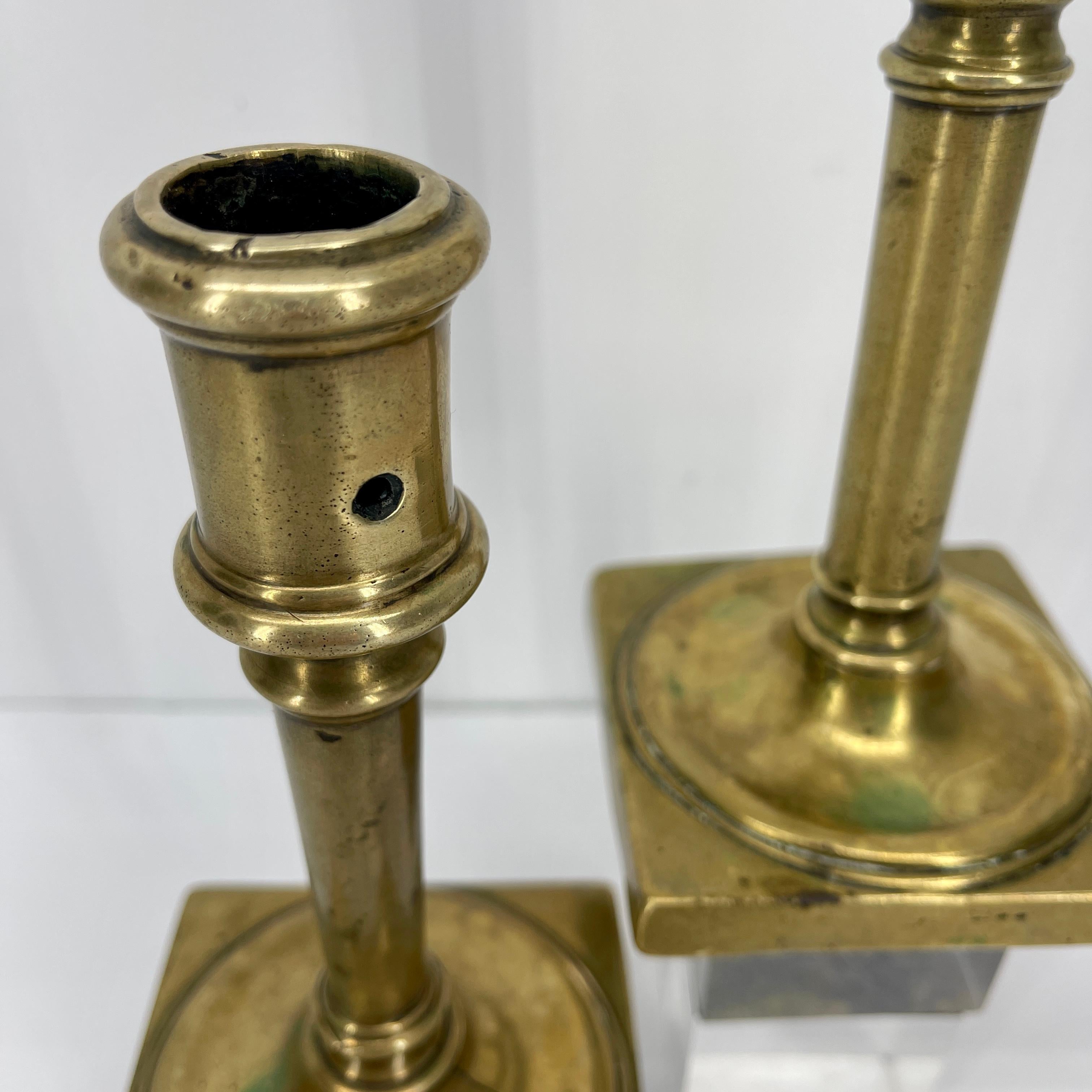 Pair of 18th Century French Brass Baroque Candlesticks 2
