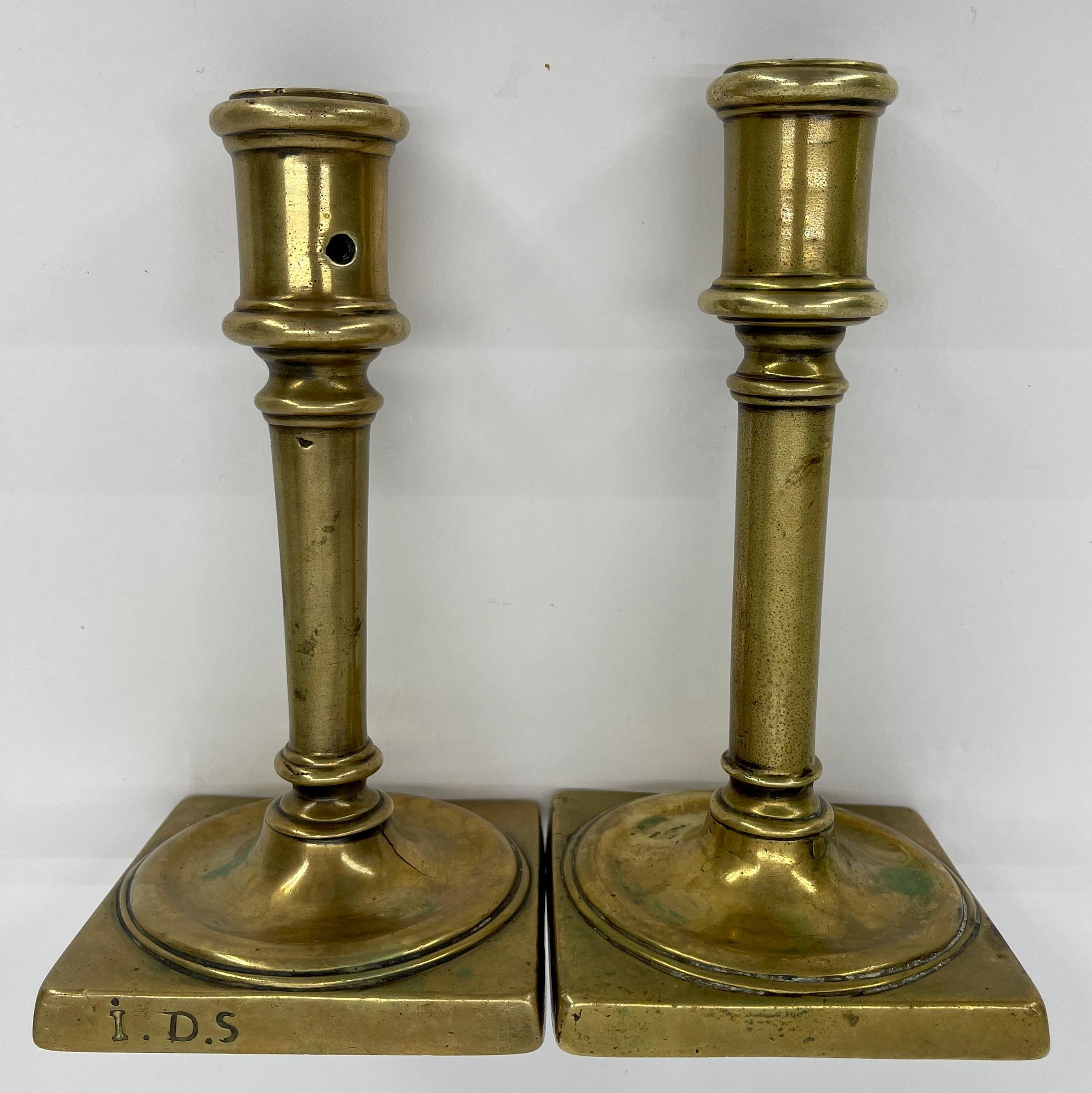 Pair of 18th Century French Brass Baroque Candlesticks 4