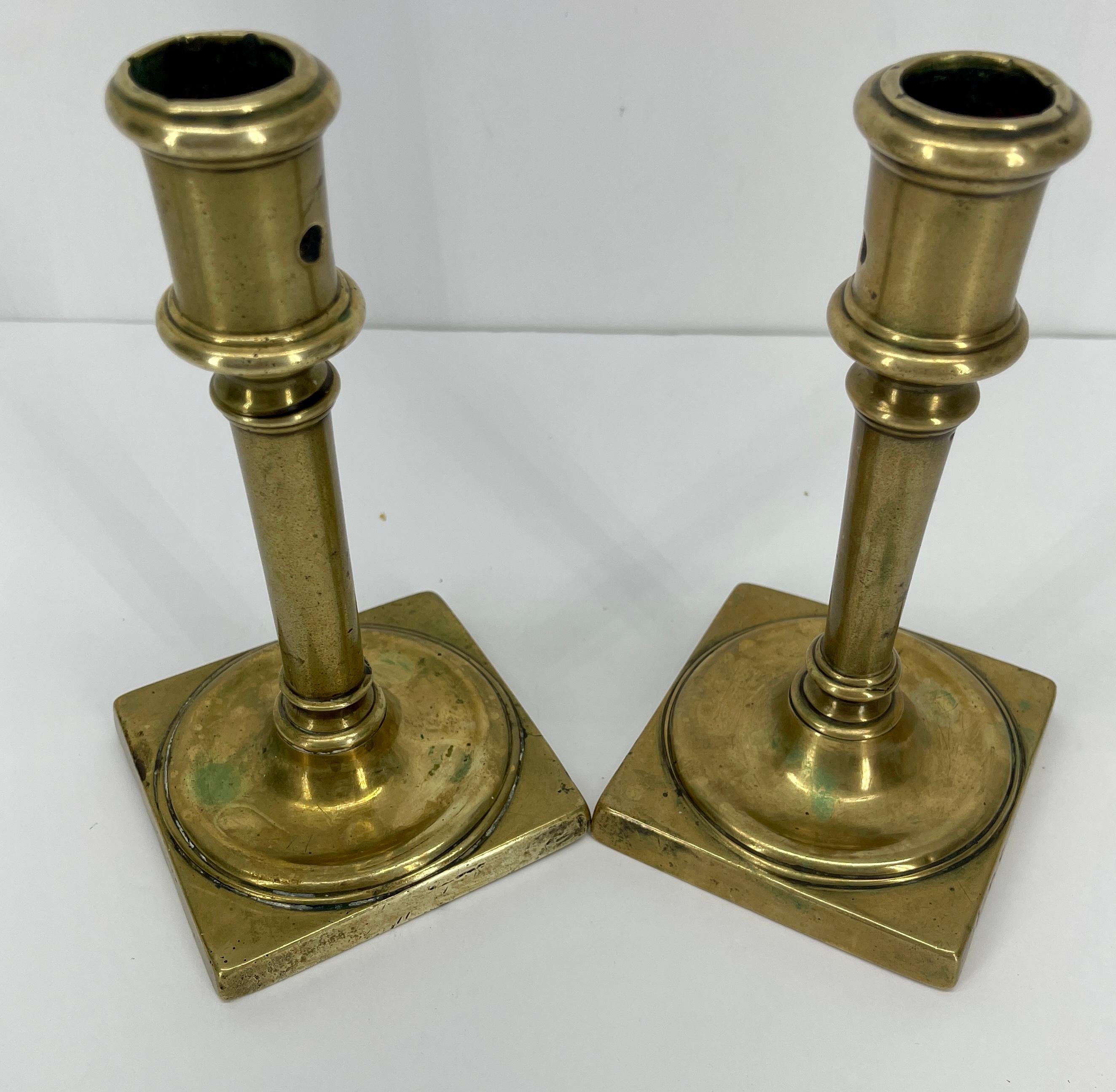 Pair of 18th Century French Brass Baroque Candlesticks 5