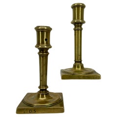Pair of 18th Century French Brass Baroque Candlesticks