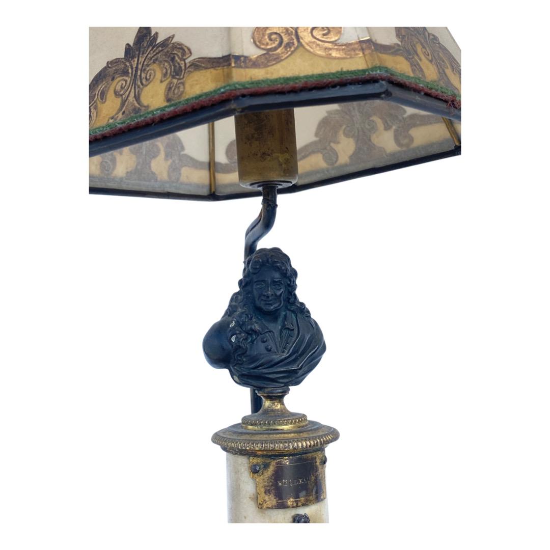 Neoclassical Pair of 18th Century French Bronze and Marble Table Lamps For Sale
