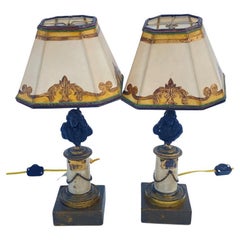 Pair of 18th Century French Bronze and Marble Table Lamps