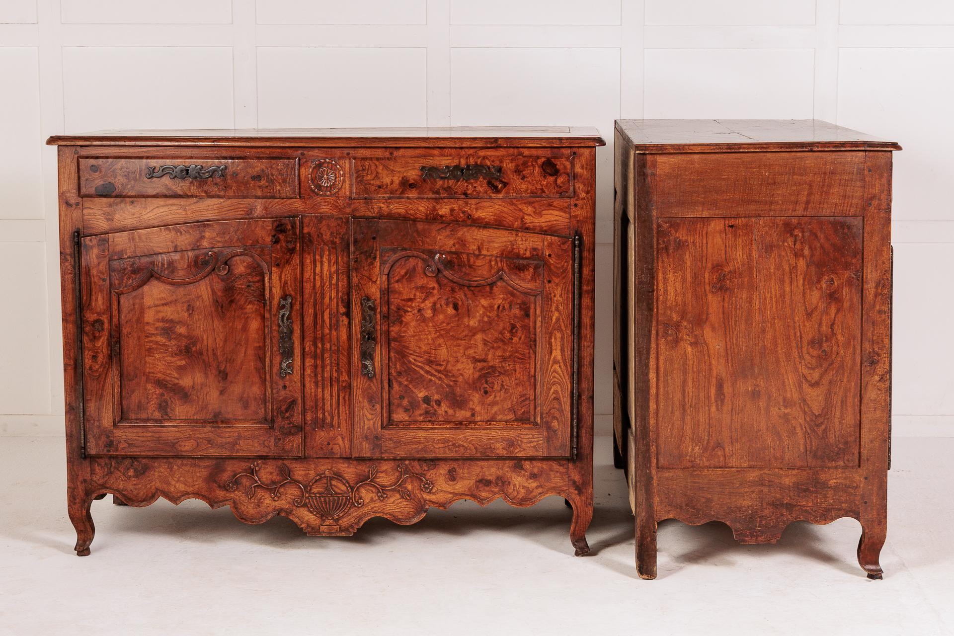 Pair of 18th Century French Burr Ash Buffets For Sale 6