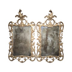 Pair of 18th Century French Carved and Gilded Wood Mirrors, Louis XV–Louis XVI P