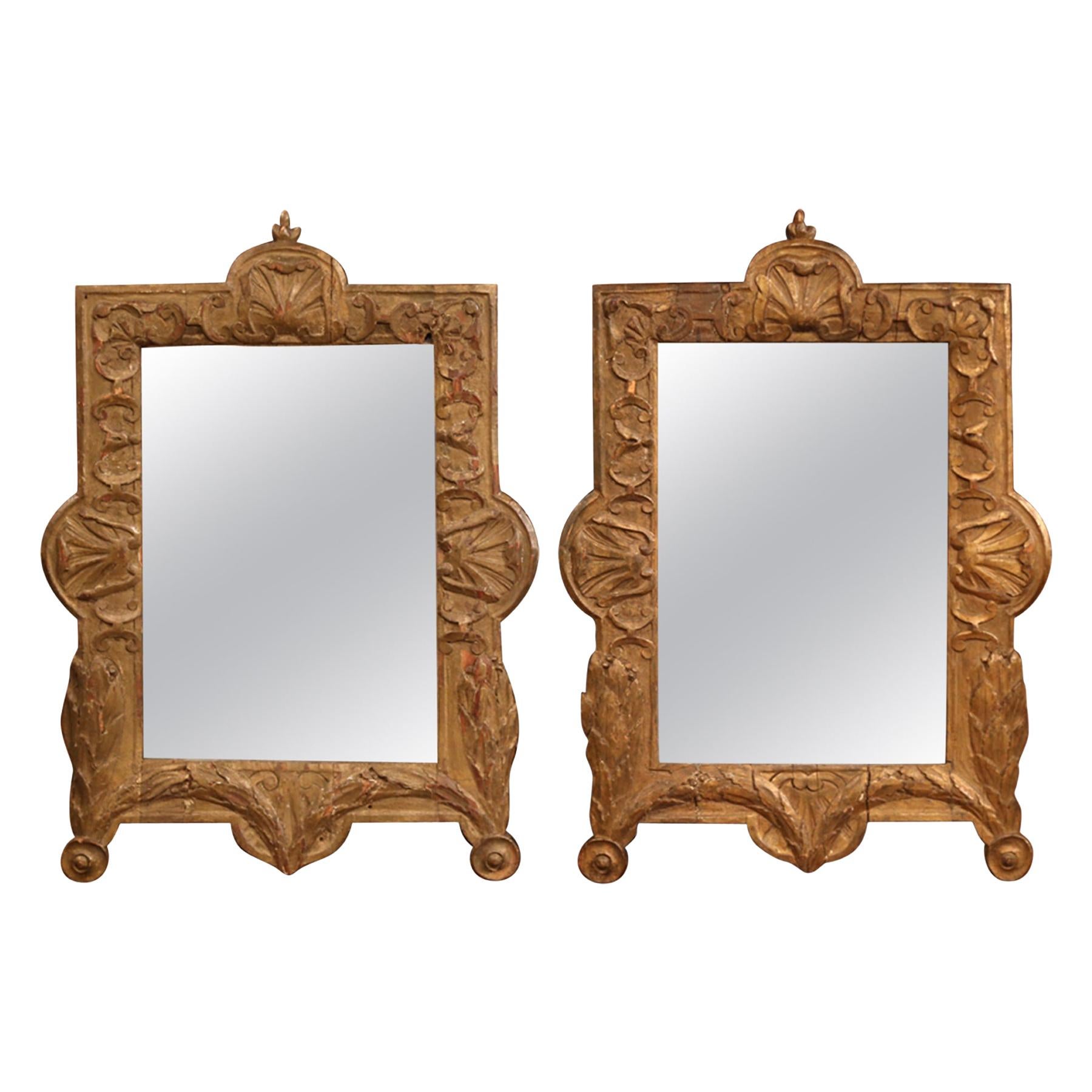 Pair of 18th Century French Carved Giltwood Wall Mirrors