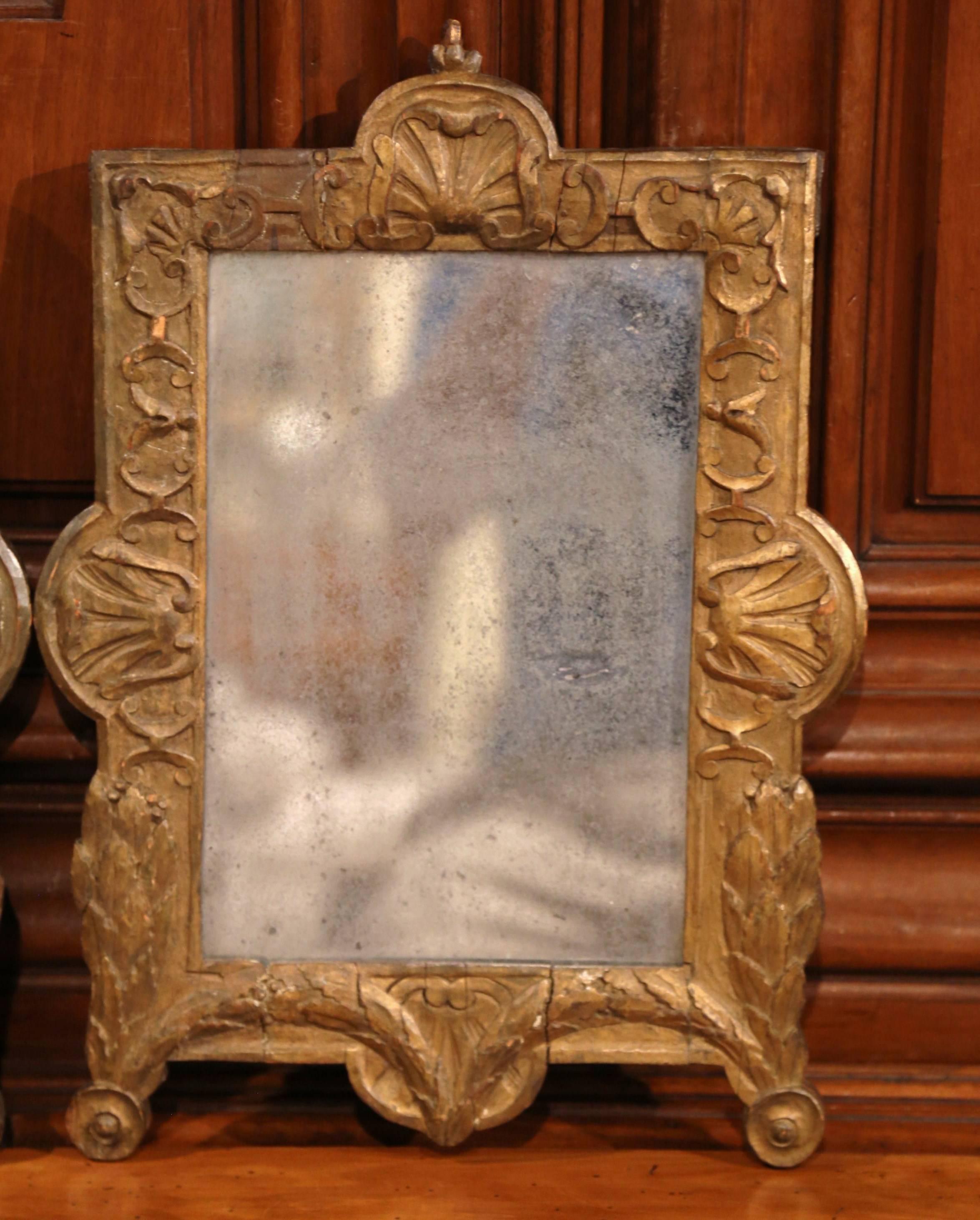 Hand-Carved Pair of 18th Century French Carved Giltwood Wall Mirrors
