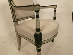 Pair of 18th Century French Directoire Armchairs, Painted Wood
