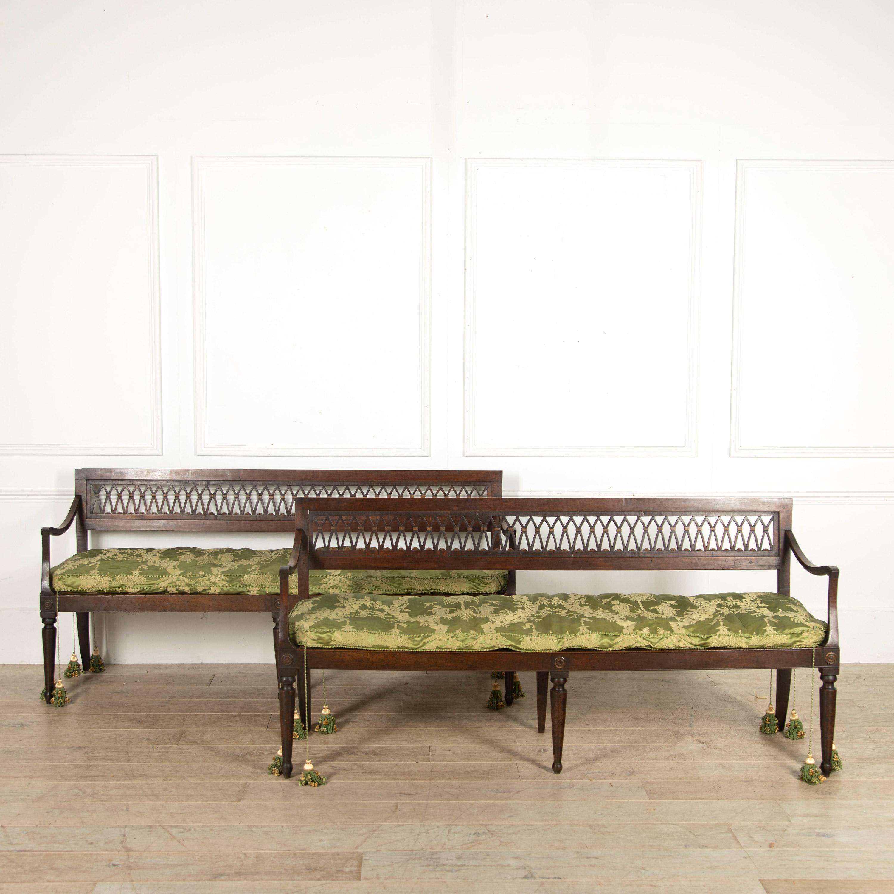 Carved Pair of 18th Century French Directoire Benches