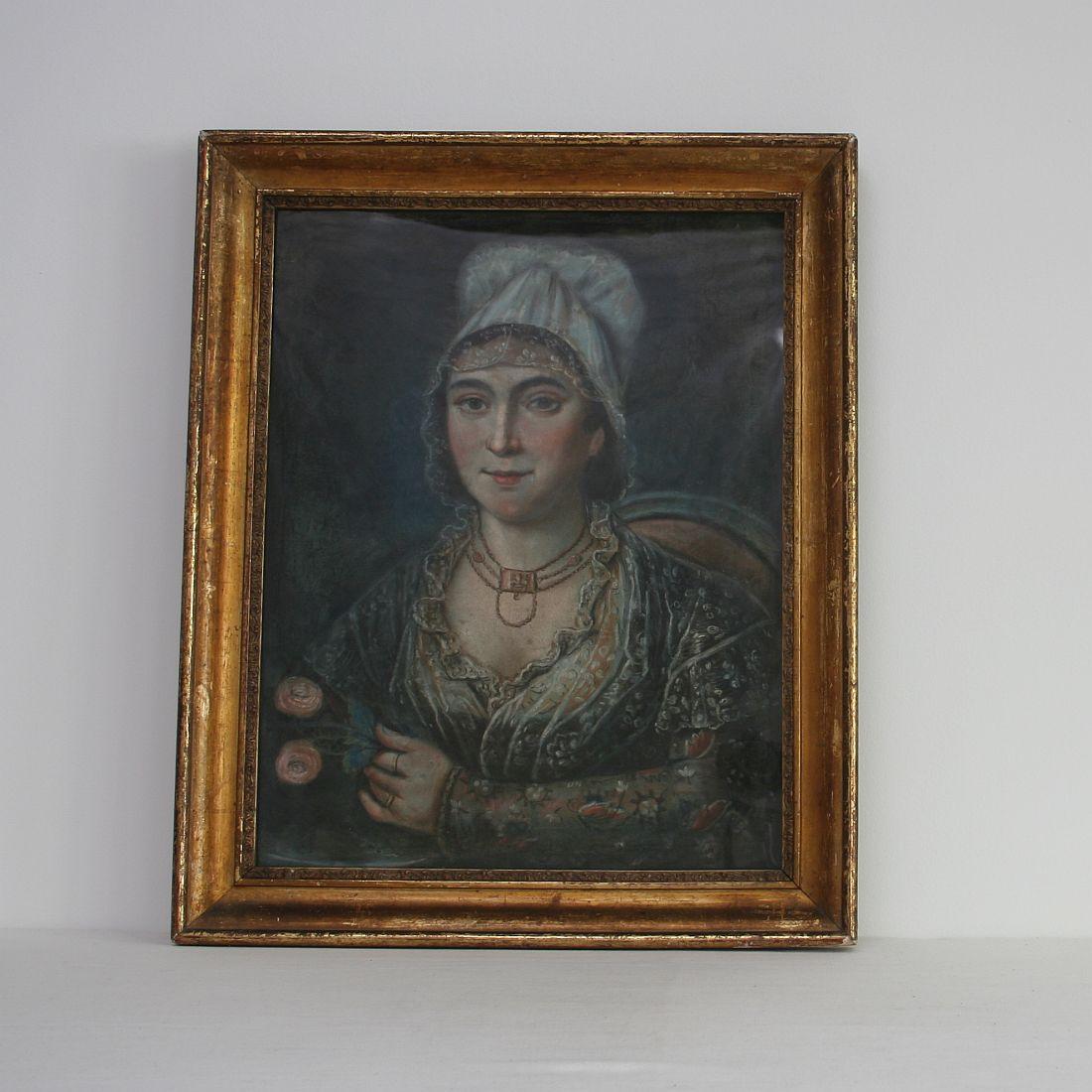Pair of 18th Century French Folk Art Pastel Portraits 6