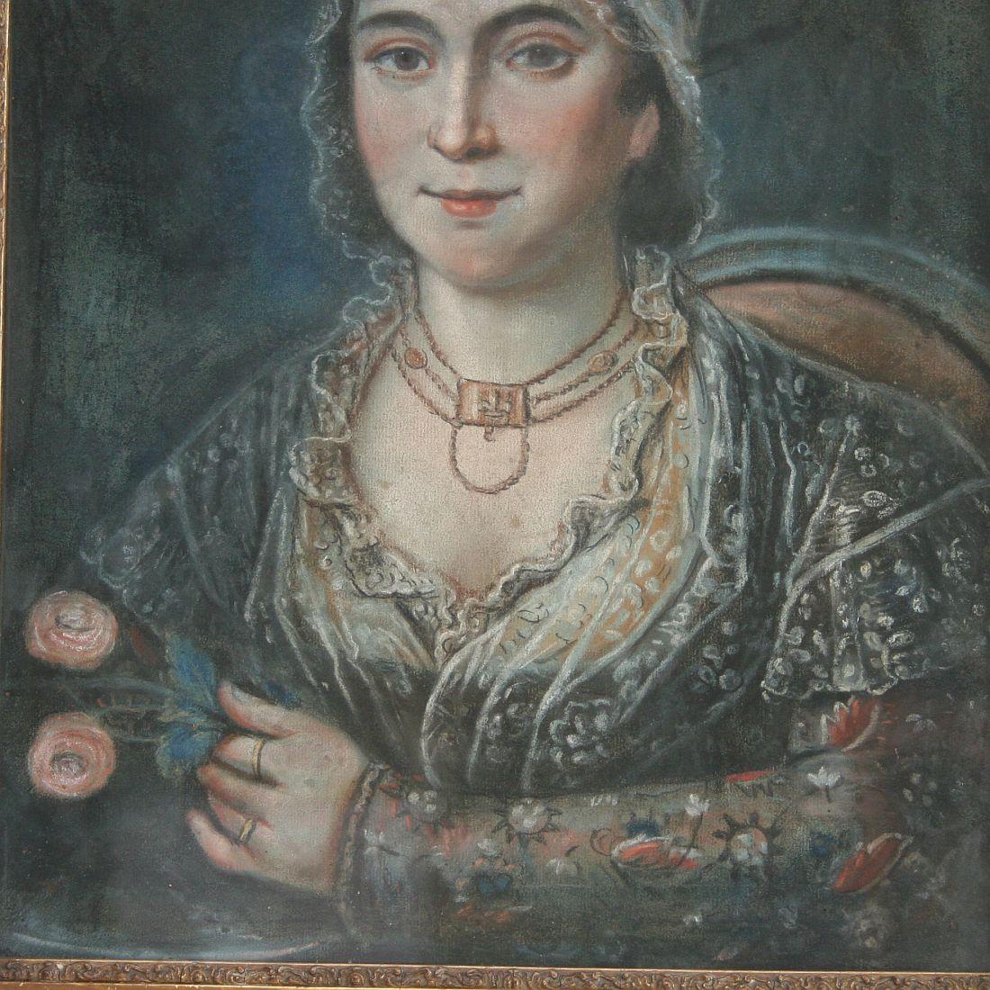 Pair of 18th Century French Folk Art Pastel Portraits 8
