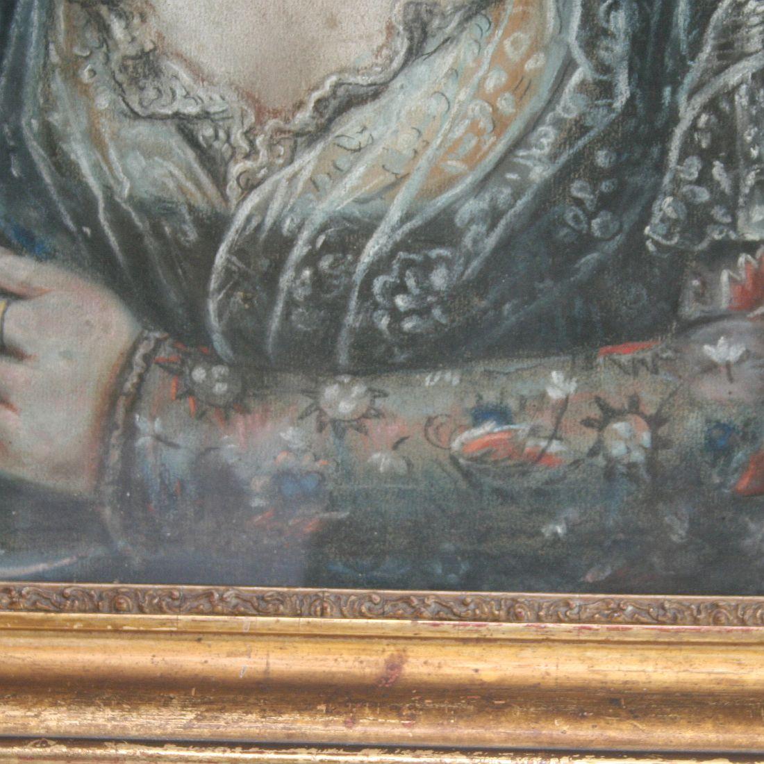 Pair of 18th Century French Folk Art Pastel Portraits 11