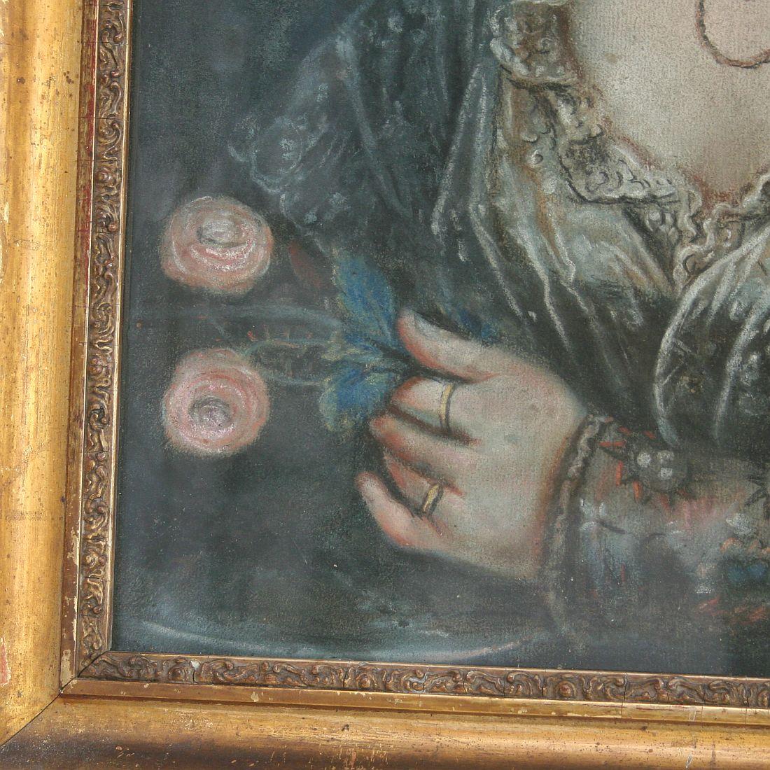 Pair of 18th Century French Folk Art Pastel Portraits 12