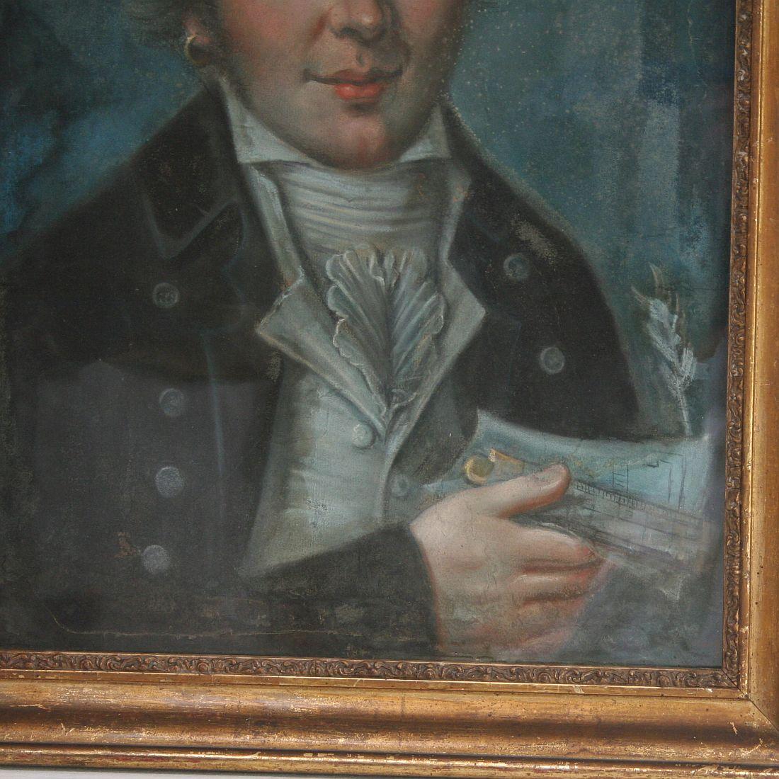 18th Century and Earlier Pair of 18th Century French Folk Art Pastel Portraits