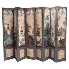 Pair of 18th Century French four-panel floor screens