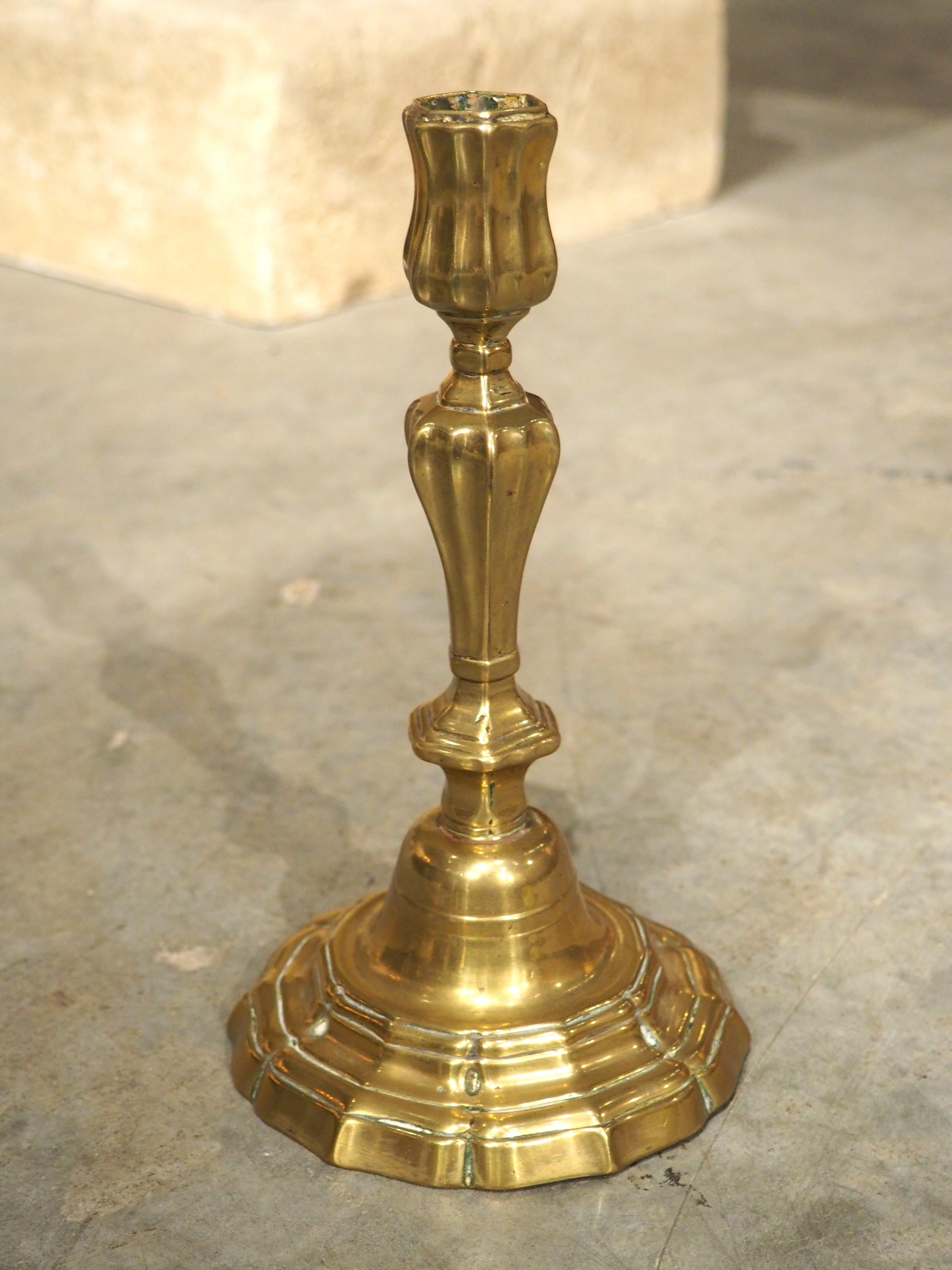 18th Century and Earlier Pair of 18th Century French Gilt Bronze Candlesticks For Sale