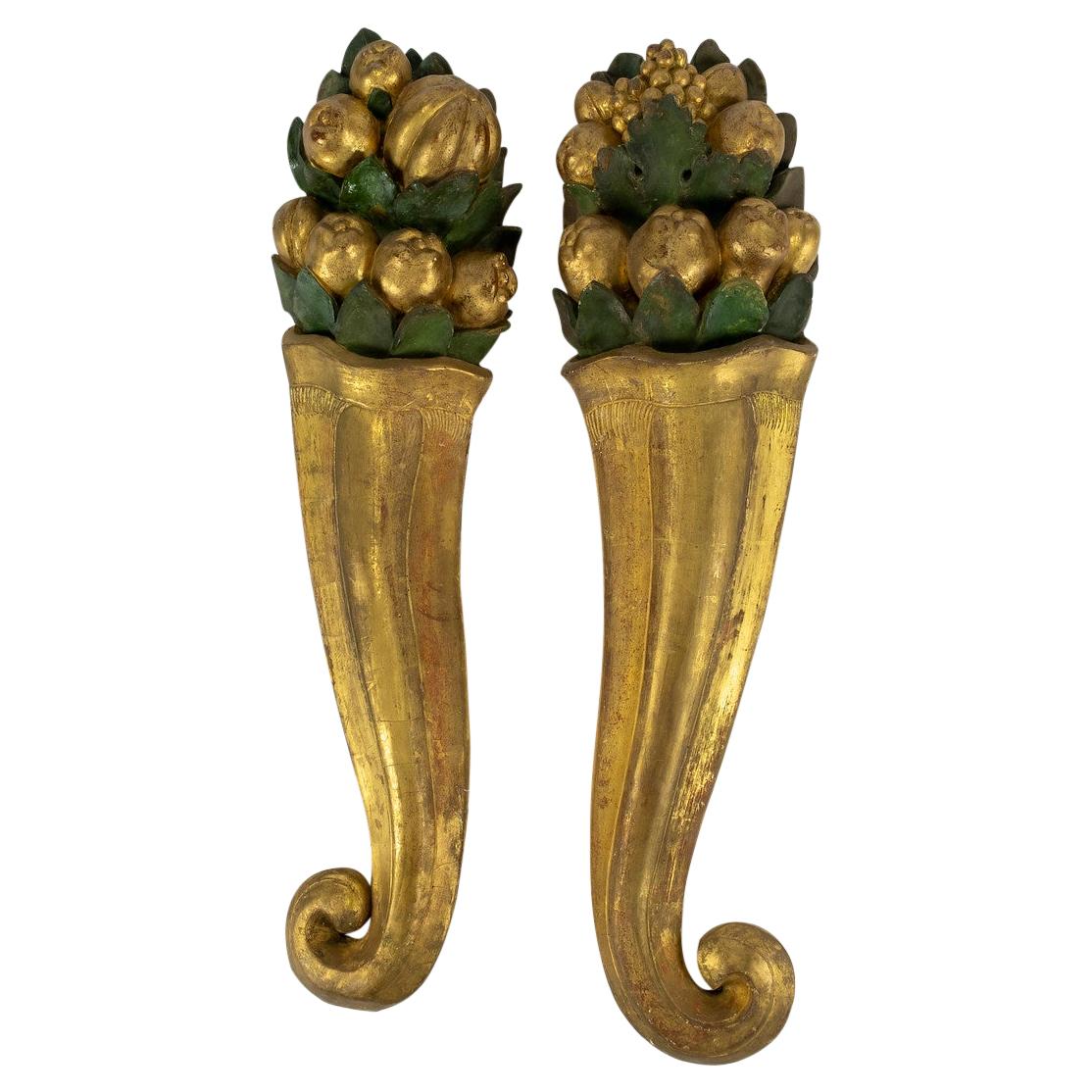 Pair of 18th Century French Giltwood Cornucopia