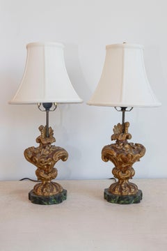 Pair of 18th Century French Giltwood Fragment Table Lamps