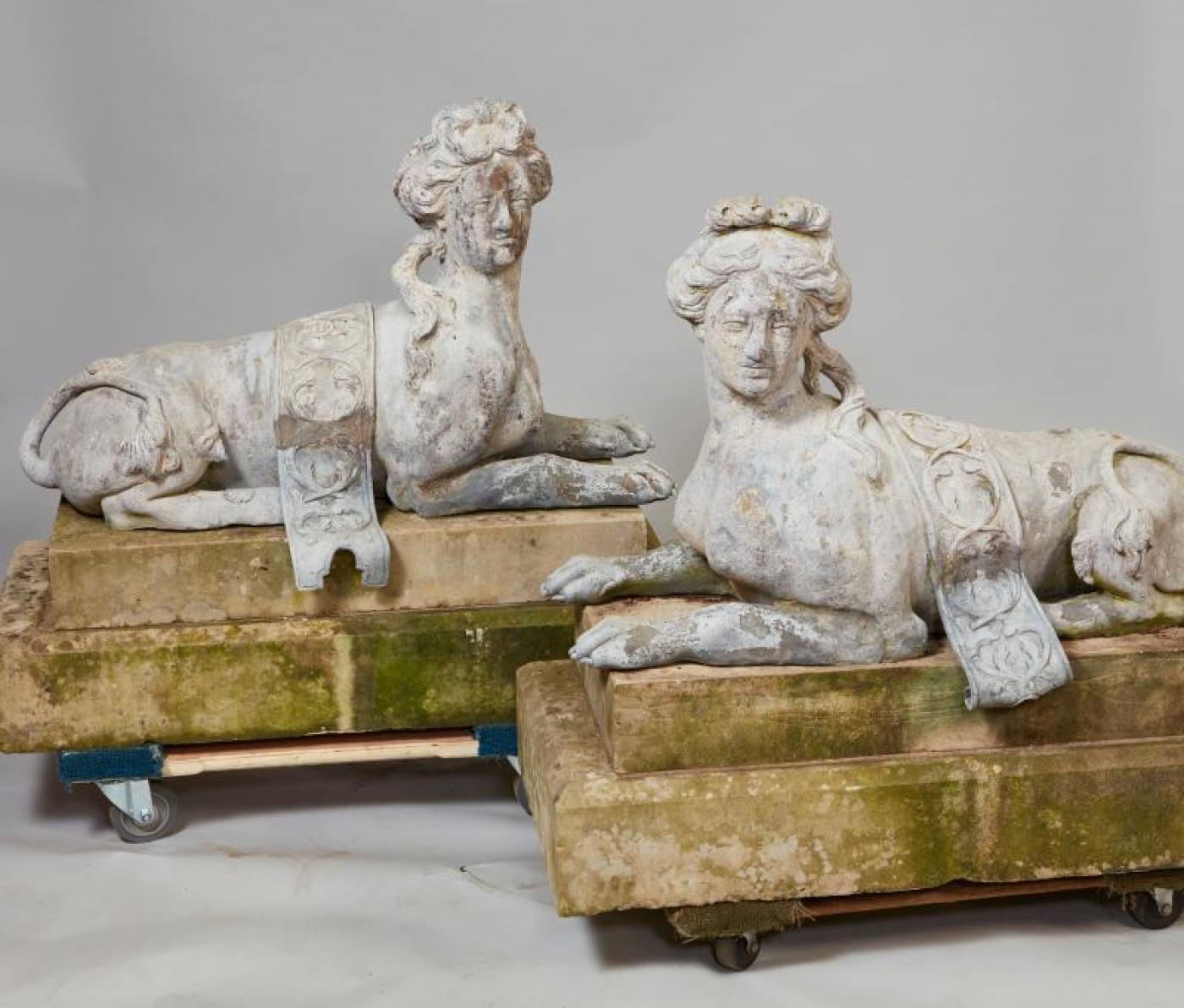 Impressive Large Scale 18th Century French Lead Sphinxes In Fair Condition In Greenwich, CT