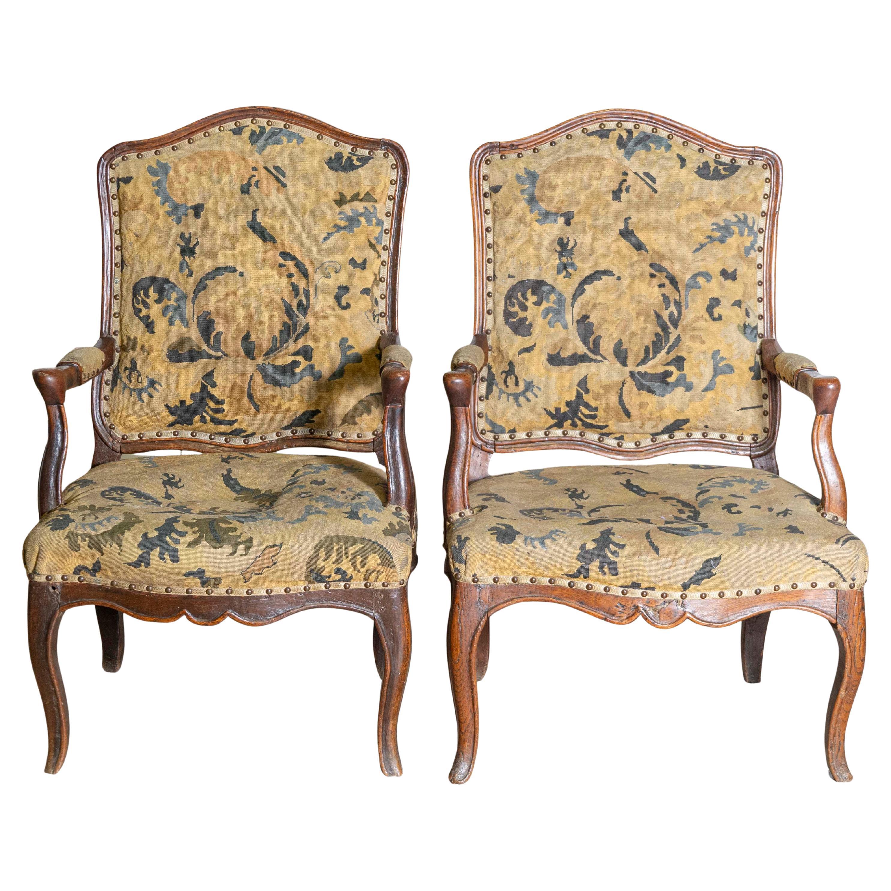 Pair of 18th Century French Louis XV Arm Chairs