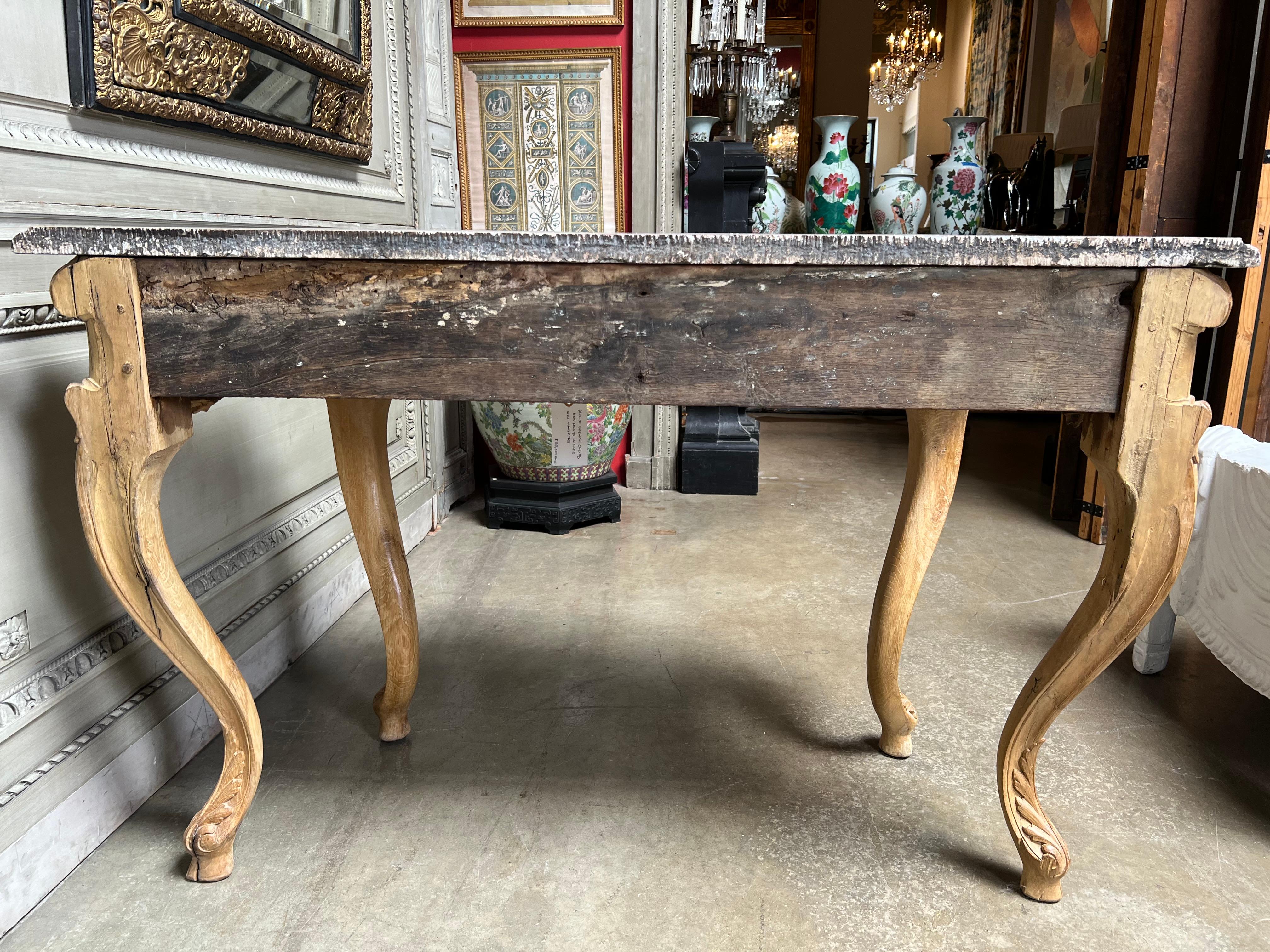 Pair of 18th Century French Louis XV Consoles with Marble Tops For Sale 10