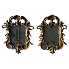 Pair of 18th Century French Louis XV Giltwood Mirrored Wall Sconces