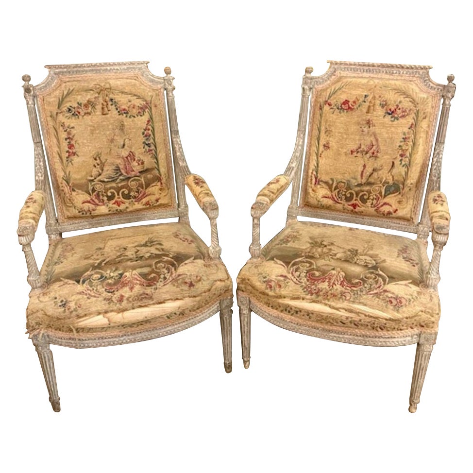 Paire de fauteuils Louis XVI français du XVIIIe siècle en vente