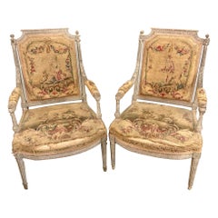 Paire de fauteuils Louis XVI français du XVIIIe siècle