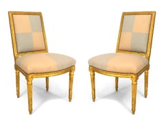Pair of French Louis XVI Gilt Side Chairs