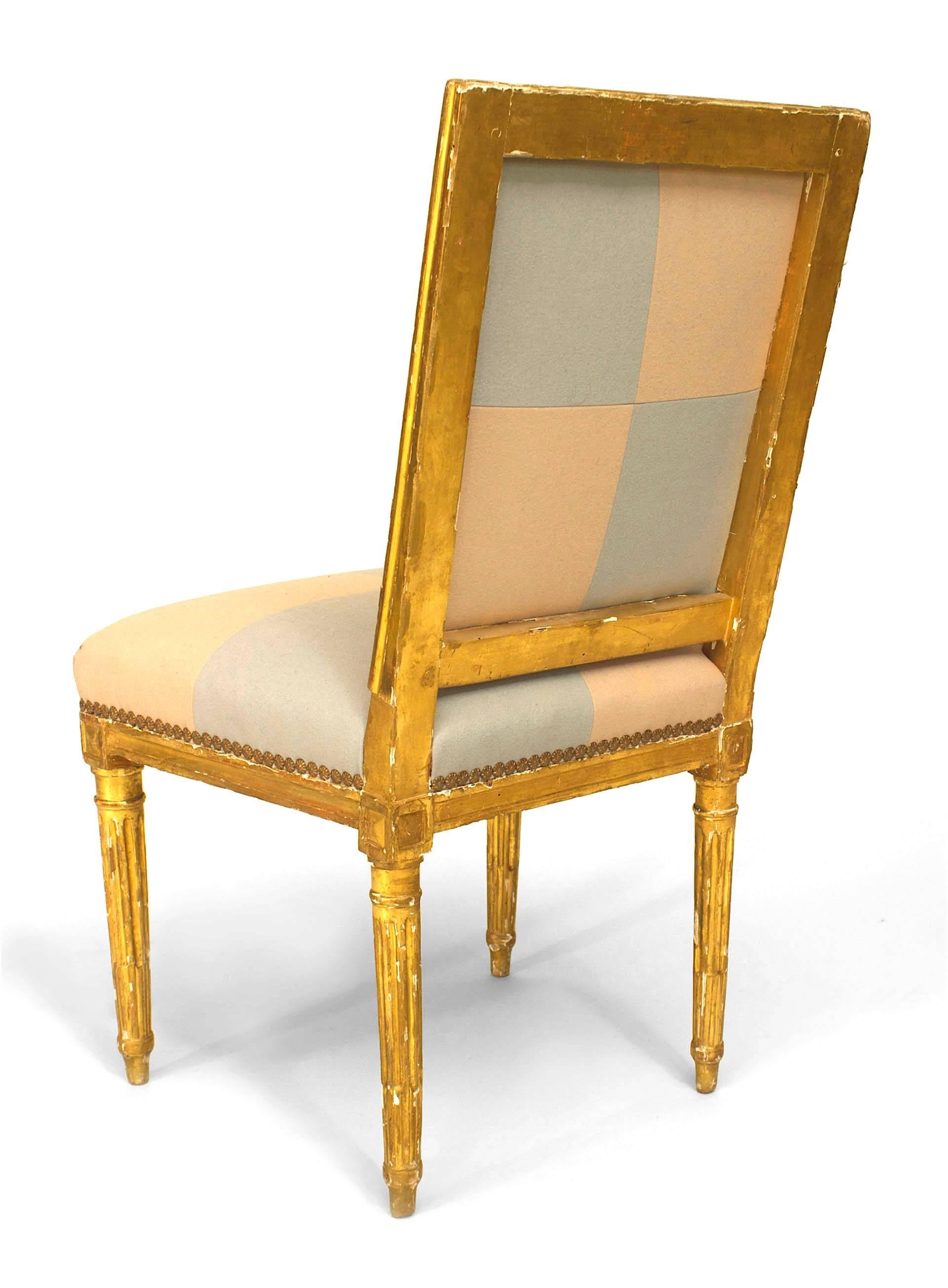 18th Century Pair of French Louis XVI Gilt Side Chairs For Sale
