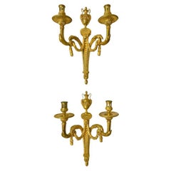 Coppia di scensori da parete francesi Luigi XVI del XVIII secolo in ormolu