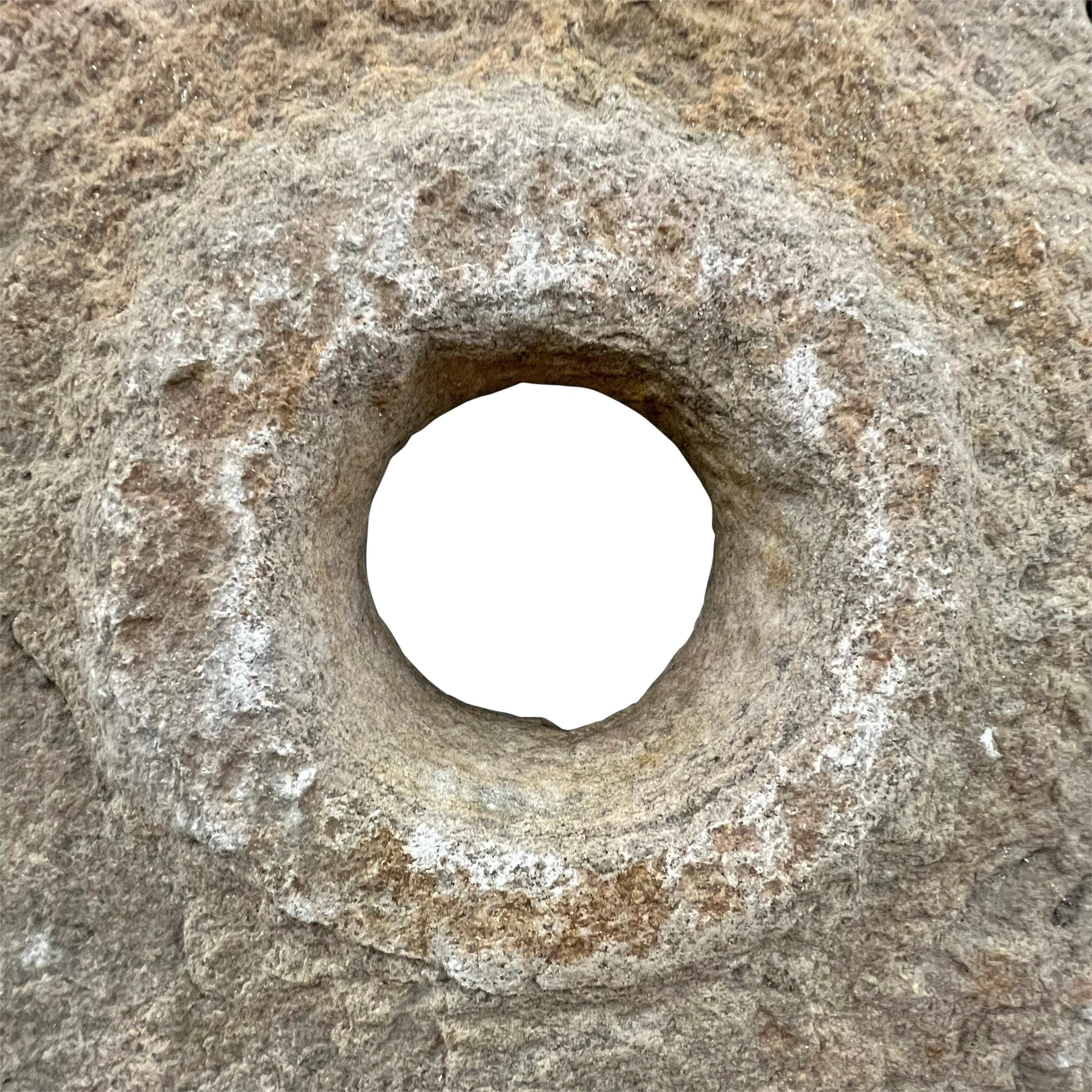 Granite Pair of 18th Century French Millstones on Custom Wall Mounts