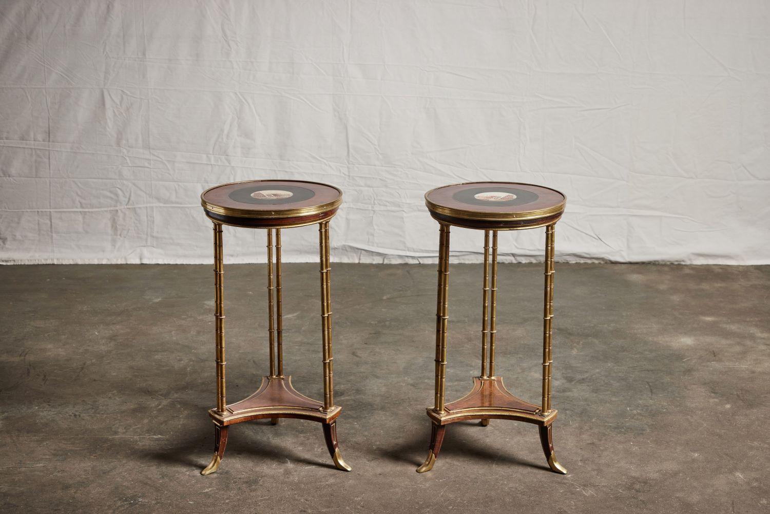18th Century and Earlier Pair of 18th Century French Neoclassical Micromosaic Gueridon Side Tables