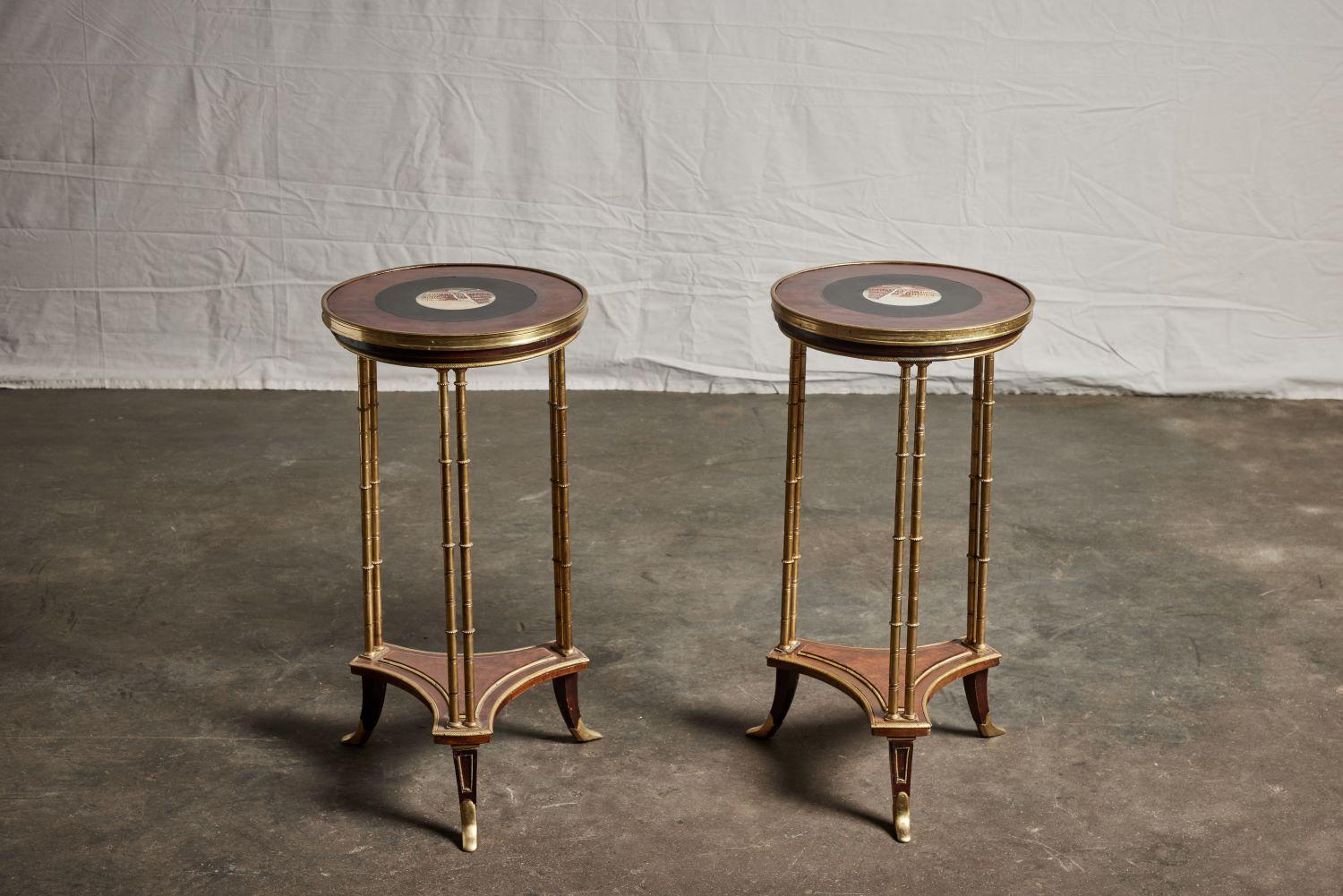 Wood Pair of 18th Century French Neoclassical Micromosaic Gueridon Side Tables