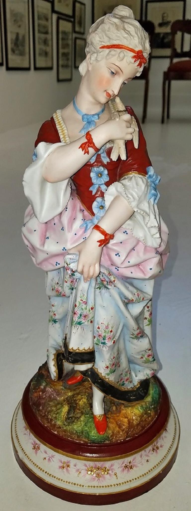 Pair of 19th Century Limoges Monvoisin Porcelain Figurines For Sale 4