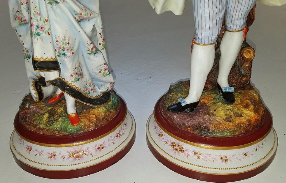 Pair of 19th Century Limoges Monvoisin Porcelain Figurines For Sale 6