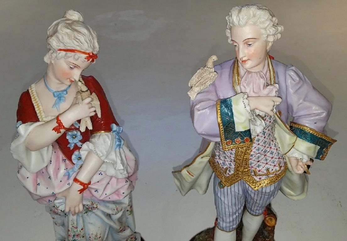 Pair of 19th Century Limoges Monvoisin Porcelain Figurines For Sale 7