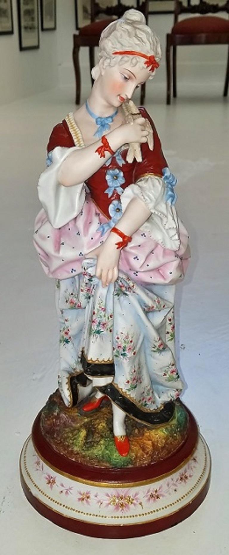 Pair of 19th Century Limoges Monvoisin Porcelain Figurines For Sale 8