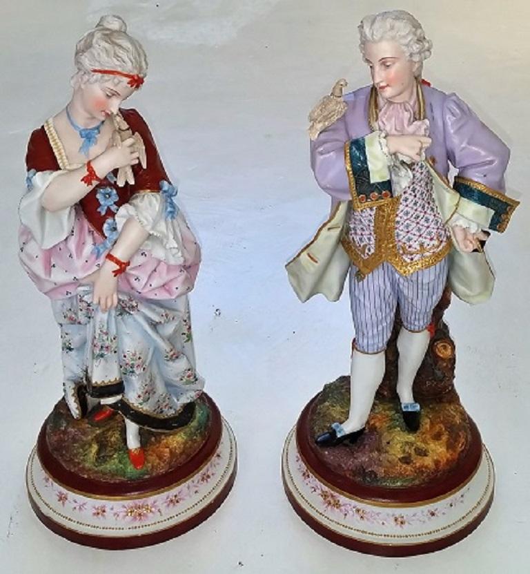 Pair of 19th Century Limoges Monvoisin Porcelain Figurines For Sale 10